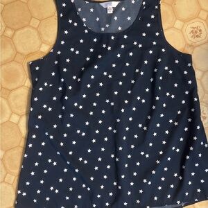 Time and Tru Blue Star Pattern Tank Top